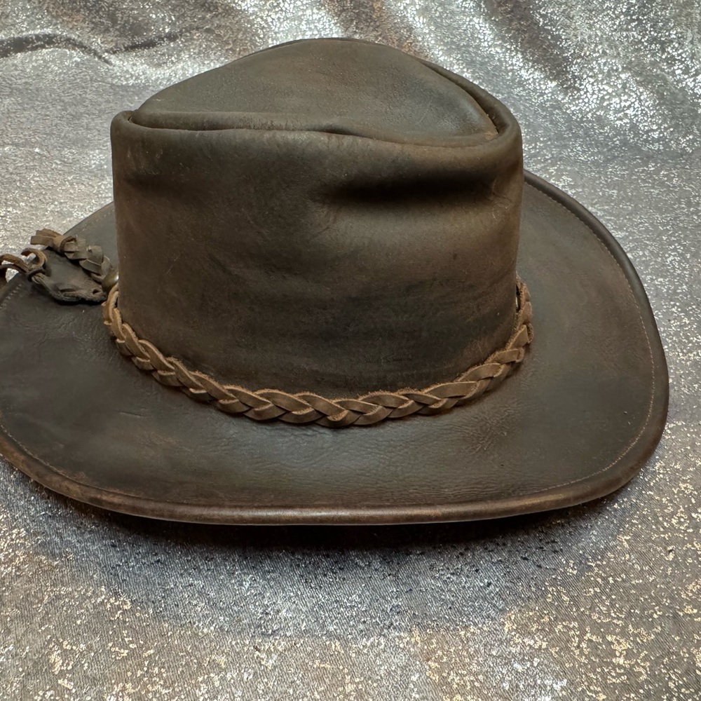 Men's Leather Western Hat - Brown